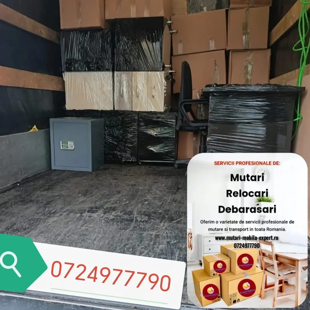Echipa ExpertMove pregătind mobila ambalată pentru transport organizat